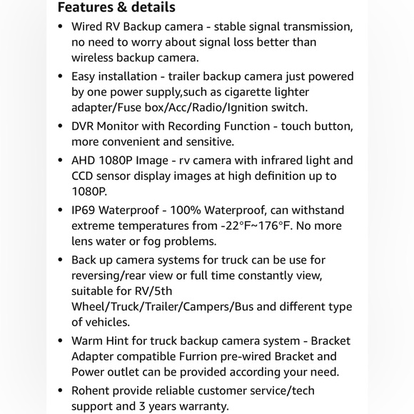 Rohent Back-up Camera BNIB - Picture 2 of 8